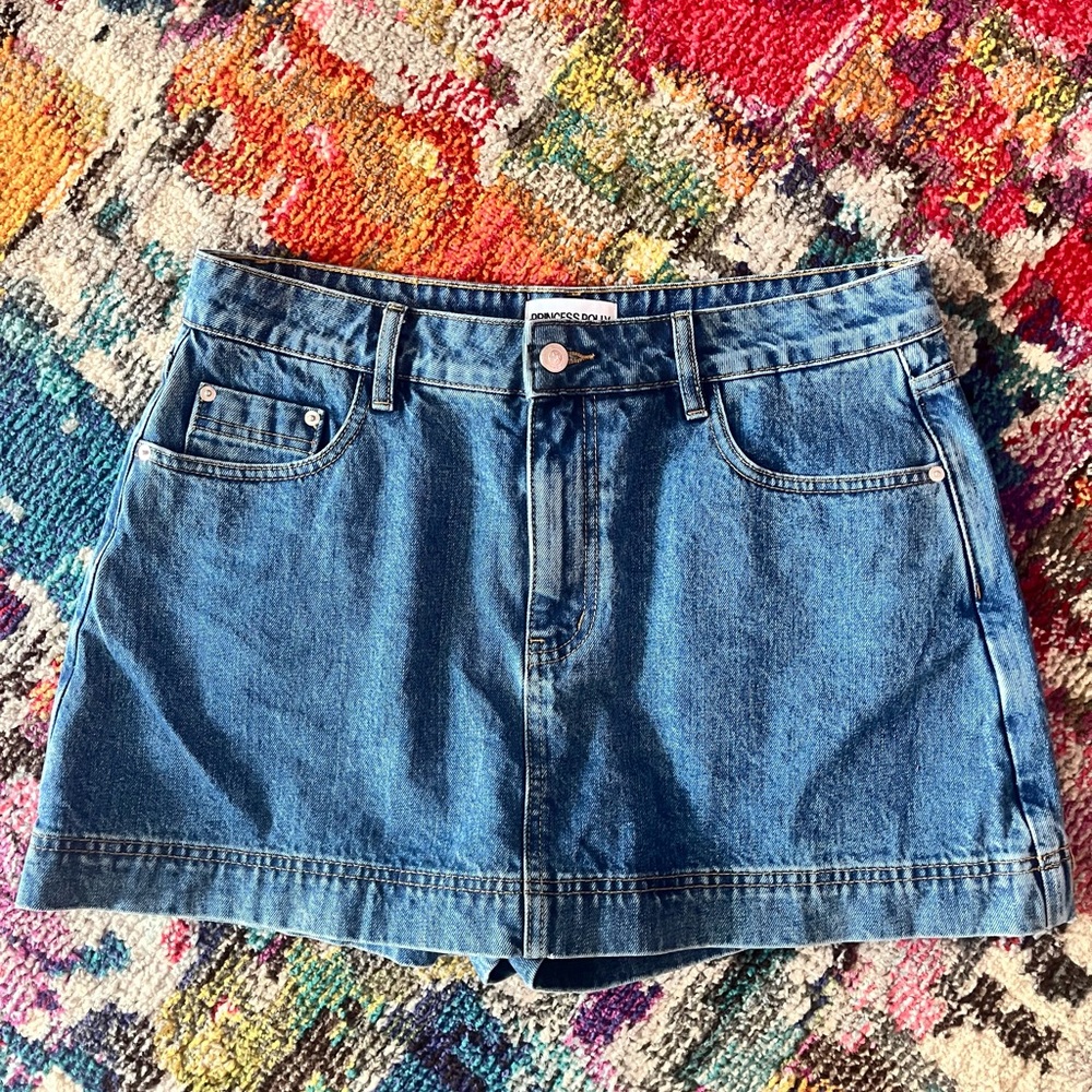 Princess Polly Gazelle Denim Skort Mid Wash
